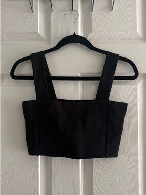 Zara Black Square-Front Cropped Tank with Wide Straps new